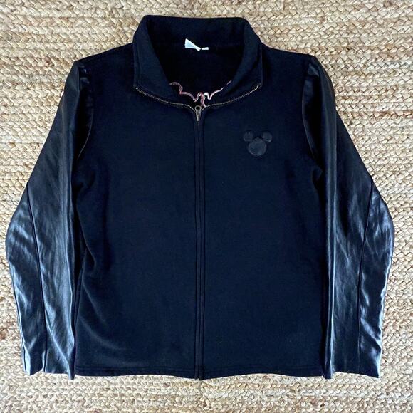 Disney Mickey Minnie Kissing Jacket L Bradford Exchange Lace Faux Leather Black - Picture 3 of 13